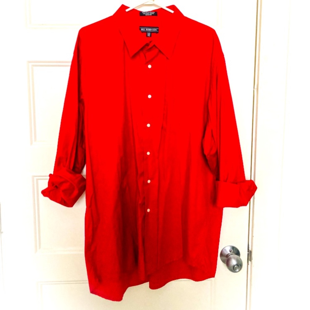 Mens 2X Bill Robinson Vibrant Red Button up shirt